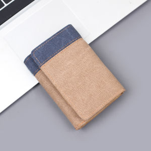 Mens Short Three-Fold Large Capacity Anti-Magnetic Card Slot Trendy Denim New Style Wallet for Young Men with Multiple Compartments