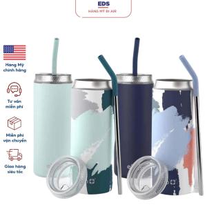 Ly giữ nhiệt nóng lạnh cao cấp Ello Mỹ 591ml chất liệu thép không rỉ 2 lớp ống hút thép bọc cao su - EDS