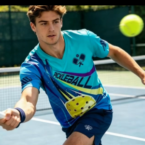 (1-3 days delivery) Pickleball mens T-shirt V-neck shirt short sleeved loose sports top mens and womens breathable quick drying T-shirt