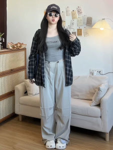 กางเกงขายาวทรงหลวมเอวสูงสำหรับผู้หญิง กางเกงขายาวทรงหลวมสไตล์ลำลองสำหรับฤดูใบไม้ผลิและฤดูร้อน กางเกงขายาวทรงหลวมสำหรับผู้หญิงไซส์ใหญ่