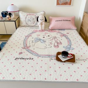 Ice Silk Latex Cooling Mat Set Three Piece Set Washable Air Conditioned Soft Bedding for Summer Comfortable Natural Latex Material