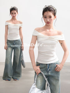 BAIDAIFEI | Off-shoulder Short Sleeve Slim Fit T-shirt