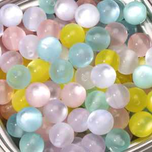 10/30pcs 10mm Resin Cat Eye Look Round Beads Colorful Sewing Embellishment Loose Bead for Garment Decor Sewing Craft Accessories