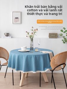 Vải Trải Bàn Tròn Kiểu Nhật Chống Thấm Nước Chống Dầu Chống Bỏng Không Cần Giặt Dùng Cho Bàn Ăn Khách Sạn Vải Cotton Pha Lanh