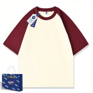 American Style Simple Heavyweight Cotton T-Shirt Casual Loose Raglan Sleeve