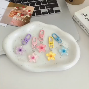 1pcs flower Keychain Split Rings Keyfob Charm For Keyring Backpack Accessories Decorations