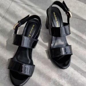 Nicholas Edison Heels Aleena Black Sepatu Wanita Block Heels Slingback Simple Hitam