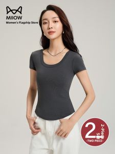 miiow | Catwoman Short Sleeve T-Shirt Womens Slim Fit Comfortable Casual Top No Bra Needed Summer Moisture Wicking Round Neck Tee