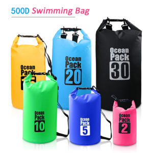 500D Waterproof Swimming Bag Dry Sack 2/5/10/15/20/30L PVC Waterproof Floating Dry Gear Bags for Boating Fishing Rafting Swimming Camping