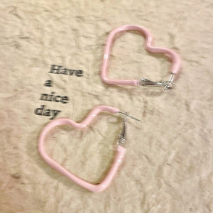 Exaggerated Heart Shaped 925 Silver Needle Hollow Droplet Glaze Earrings Minimalist Design Simple Small Audience High End Feelings