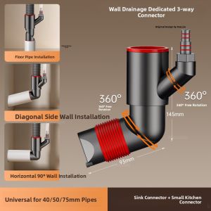 MONLEYTA | 45 Degree Wall Drain Pipe 3-Way Sealing Cap Anti-Backflow