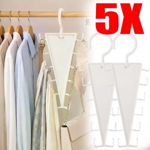 5pcs V-Shaped Rotatable Clothes Hanger / Wall Mount Double Sided Multi Hook Organizer / Space Saving Wardrobe Rack for Jeans Scarves Hats and Jewelry Storage
