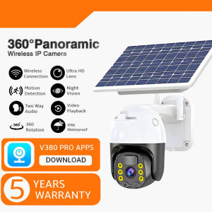 Original V380 Pro Solar CCTV Camera Connect Cellphone With Audio and Speaker Buy 1 Take 1 CCTV Camera No Need Internet Outdoor Wireless IP Security Camera HD 1080P CCTV Camera Wifi Connect 360 Two-Way Audio Auto Tracking Waterproof Night Vision