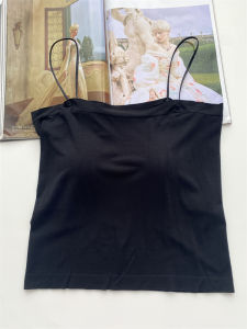 เสื้อกั๊กเกาะอกทรงเข้ารูปผ้าโมดอลเอวสูงสำหรับผู้หญิง เสื้อชั้นในแบบเกาะอกแบบหนา สายเดี่ยวบาง สวมใส่สบาย ระบายอากาศได้ดี