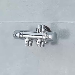 G1/2 Three-way Triangle Valve One Into Two Out Double Water Angle Valve Washing hine Toilet Stop Valve Multi-function Tap