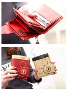 Cute Mini Folding Short Wallet for Women Student Money Clip Card Holder Youth Fashion Summer Print Cartoon PU Leather Wallet