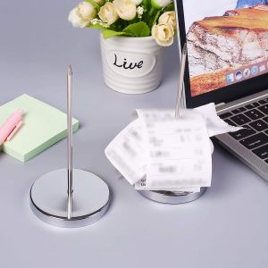 Metal Straight Rod Ticket Fork Silver Color Desk Straight Rod Receipts Check Bill Fork for Restaurant Office and Kitchen