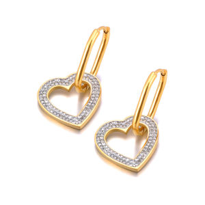 Lokaer Fashion 316L Stainless Steel Star Heart Hoop Earrings For Women 18K Gold PVD Plated Waterproof Daily Ear Jewelry E24068
