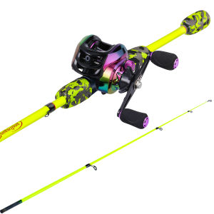 Set Joran Pancing Kombo Joran Pancing 1.8M 2 Buah M Power Travel dengan Rasio Gir 7.2:1 Kit Gulungan Pancing Baitcasting