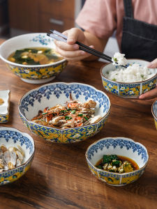 Mino Yaki Ceramic Dining Set Court Style Colorful Porcelain Square Plate Luxury Bowl Combination Japanese Floral Pattern