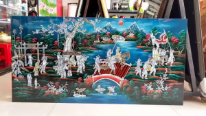 ( Tặng kèm khung) Tranh sơn mài - VINH QUY BÁI TỔ - Khảm cừ Size 60x120 cm / Ý Nghĩa - Phong Thủy