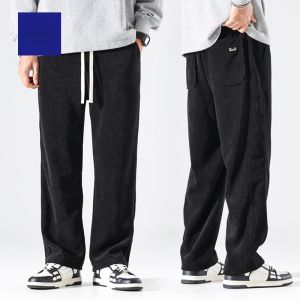 ROMON | Romon Mens Corduroy Casual Loose Fit Straight Leg Pants Autumn Winter Fashion Brand Trendy Wide Leg Sports Sweatpants