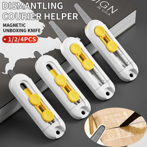 1/2/4pcs Magnetic unboxing knife - Anti stick unboxing knife - Express package cardboard box artifact - Mini portable knife