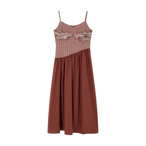 Irregular Floral Patchwork and Lace-up Summer A-line Long Dress