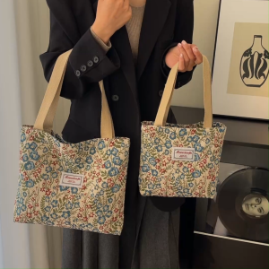 Glosir DEOBAGS Tote Bag Tas Tenteng Handbag Wanita Kanvas Motif Bunga size M dan L TFW 00288