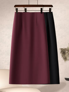 Ankela Red Suit Skirt Womens Spring Autumn High Waist Slimming A-Line Midi Bodycon Skirt Elegant Style Polyester Fiber