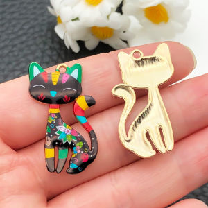 Bộ Mặt Dây Chuyền Mèo Hình Giọt Dầu Ngộ Nghĩnh - 5/10 Món Đồ Thủ Công Mỹ Nghệ DIY Độc Đáo Dành Cho Trang Sức Thủ Công & Phụ Kiện Thời Trang