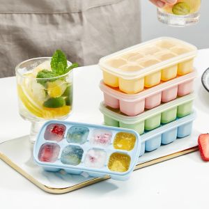8 grid silikon ais kiub acuan dengan tudung krim wiski koktel sejuk minuman ais Molder ais membuat dulang kiub ais