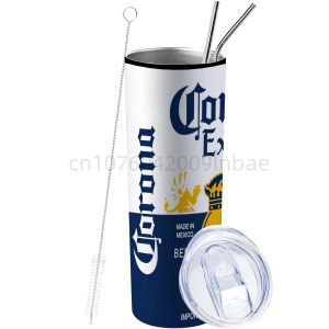 20oz Keep Hot or Cold Corona Tumblers Cup With Lid and straw Mexican Creative Extra Beer Can Stainless Steel Vacuum Water Bottle