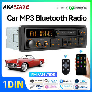 1 Din MP3 Retro Style Car Radio Bluetooth AUX FM AM RDS EQ QC3.0 Voice Control 12V Multimedia Stereo Head Unit USB TF Player