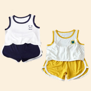 Toddler Baby Set Childrens Clothing Vest Set Summer Childrens Clothing Baby Cotton T-Shirt Shorts Vest Sleeveless