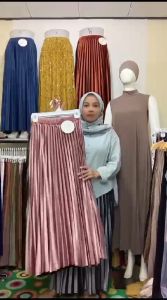 Rok Bludru Velvet Panjang Plisket Premium Import