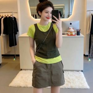 AIYITI | Unique Design Plus Size Womens Vest and T-Shirt Set