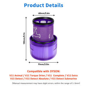 For Dyson Vacuum Cleaner Accessories HEPA Filter Brush Head For Dyson V6 V7 V8 V10 V11 V12 V15 DC Series Handle Roller Brush