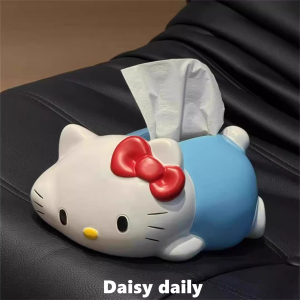 Cute 3D Cat Resin Tissue Box Cartoon Doll Figurine Small Gift Item Home Decorative Storage Box Toy Cat Design