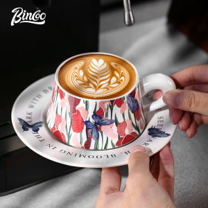 Coffee Espresso Latte Cup Ceramic Thick 300ml with Saucer Multi Glossy Color Coffee Cup Set