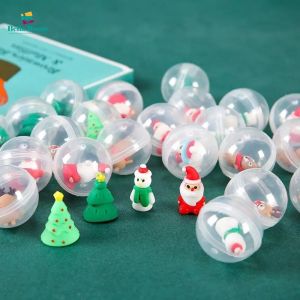 5/10pcs Creative Mini Christmas Doll Twisted Egg Toys Kids Game Interactive Gifts 32mm Wholesale Transparent Santa Elk Spinning Egg Toy