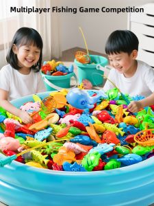 Educational Fishing Toy for Children 3+ Years Old Fishing Net and Water Play Pool with Magnetic Fish BABYSHOME