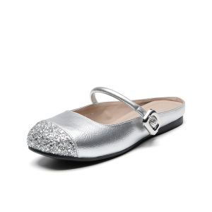 DUSTO | Silver Ladies Slip-on Summer Mule Sandals