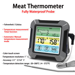 Màn Hình Cảm Ứng Nhiều Màu Sắc Có Chức Năng Hẹn Giờ Dụng Cụ Đo Nhiệt Độ Nấu Ăn Kỹ Thuật Số Cho Nhà Bếp Với Đầu Dò Chống Nước Dụng Cụ Đo Nhiệt Độ BBQ Thịt Thực Phẩm