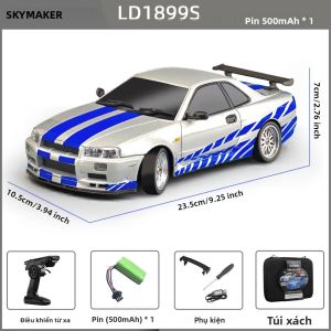 Xe Điều Khiển Từ Xa Skymaker LDRC Tỷ Lệ 1/18 Mô Hình GTR R34 2.4GHz Dẫn Động Cầu Sau Có Con Quay Hồi Chuyển Thân Hợp Kim Xe Đua Đường Trường Dành Cho Bé Trai