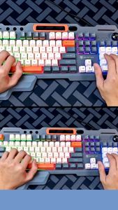 Bàn phím gaming XUNFOX K90 - Bàn phím chơi game thiết kế 104 phím có đèn led cầu vồng màu kèm nút điều chỉnh âm lượng
