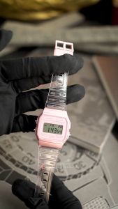 Jam Tangan Wanita Casio General F-91WS-4D Digital Dial Light Pink Clear Rubber Band