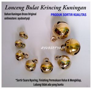 Krincing kuningan no1 ( D1.7cm x 2.4cm ) Lonceng Bulat 01 Bel lonceng mini kecil termini Klinting Krincingan Kuningan antik gongseng jaranan barong kalung kucing mainan anjing
