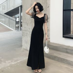 ชุดราตรีสีดำหรูหราสำหรับผู้หญิง ชุดราตรีแบบยาวปานกลาง ชุดราตรียาวปานกลาง ชุดแต่งงาน ชุดราตรีสุดหรู