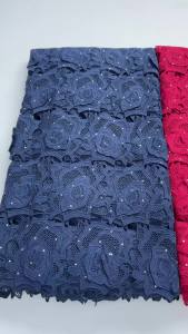African Cord Guipure Lace Fabric with Stones Knitted 2026 Nigerian Water Soluble Lace Fabric High Quality 5 Yards for Women 4929